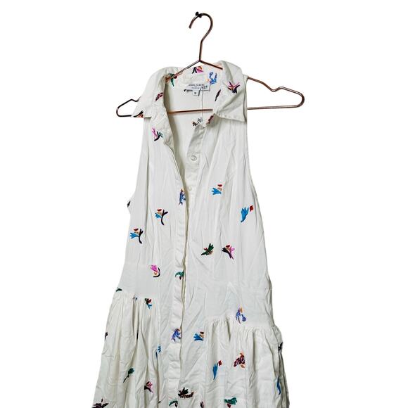 PRABAL GURUNG X RTR White Cotton Floral Embroidered Sleeveless Midi Dress 10 - Picture 8 of 16
